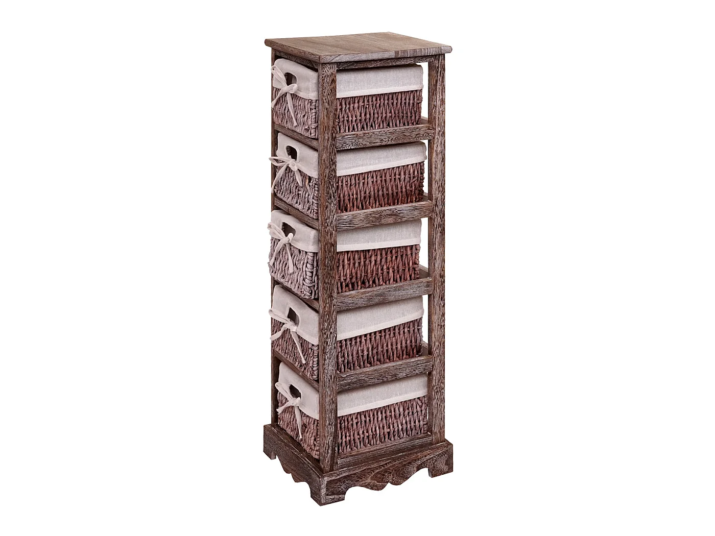 Regal Kommode mit 5 Korbschubladen, Braun