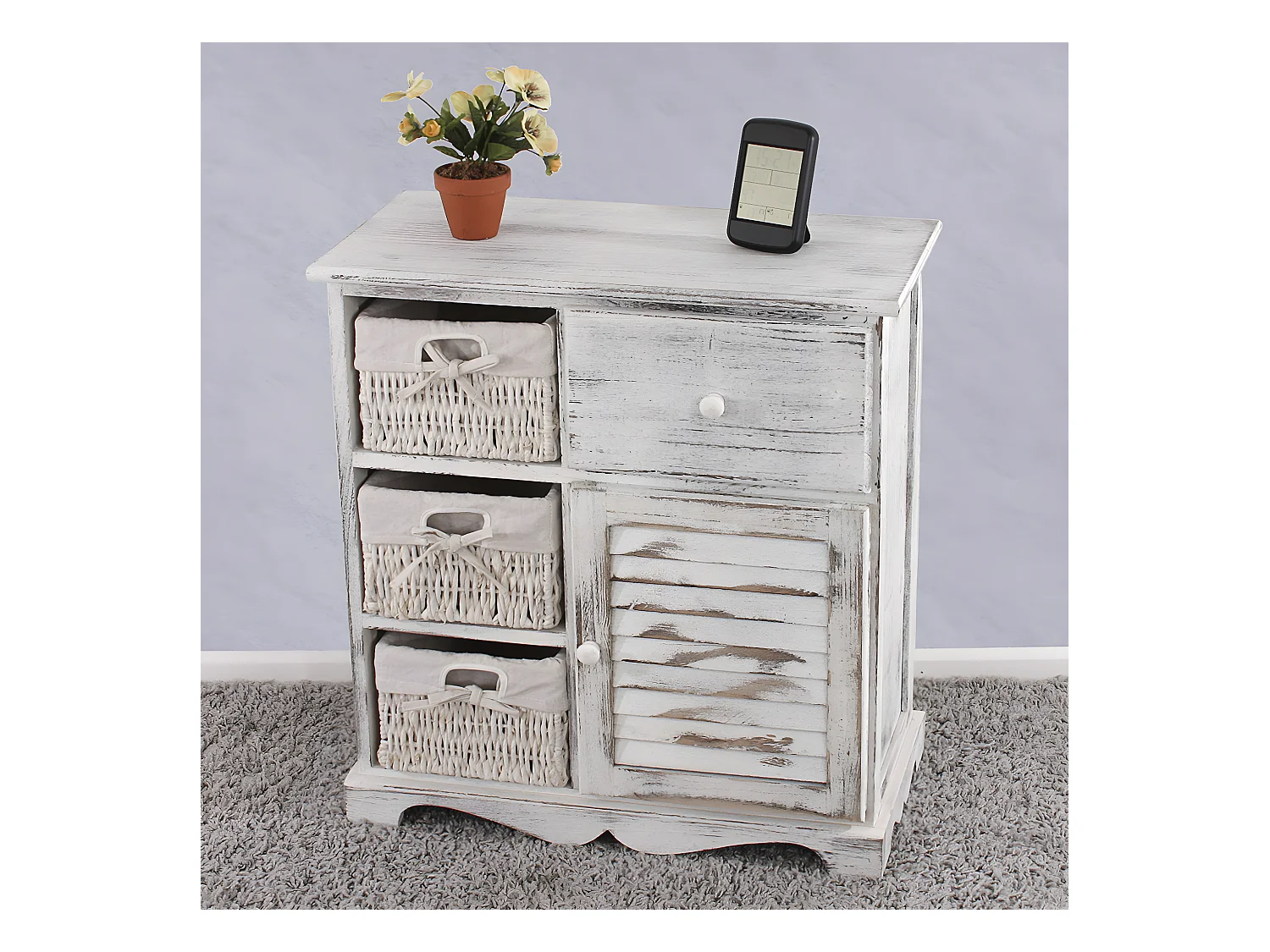 Commode Armoire avec 3 paniers,  blanc