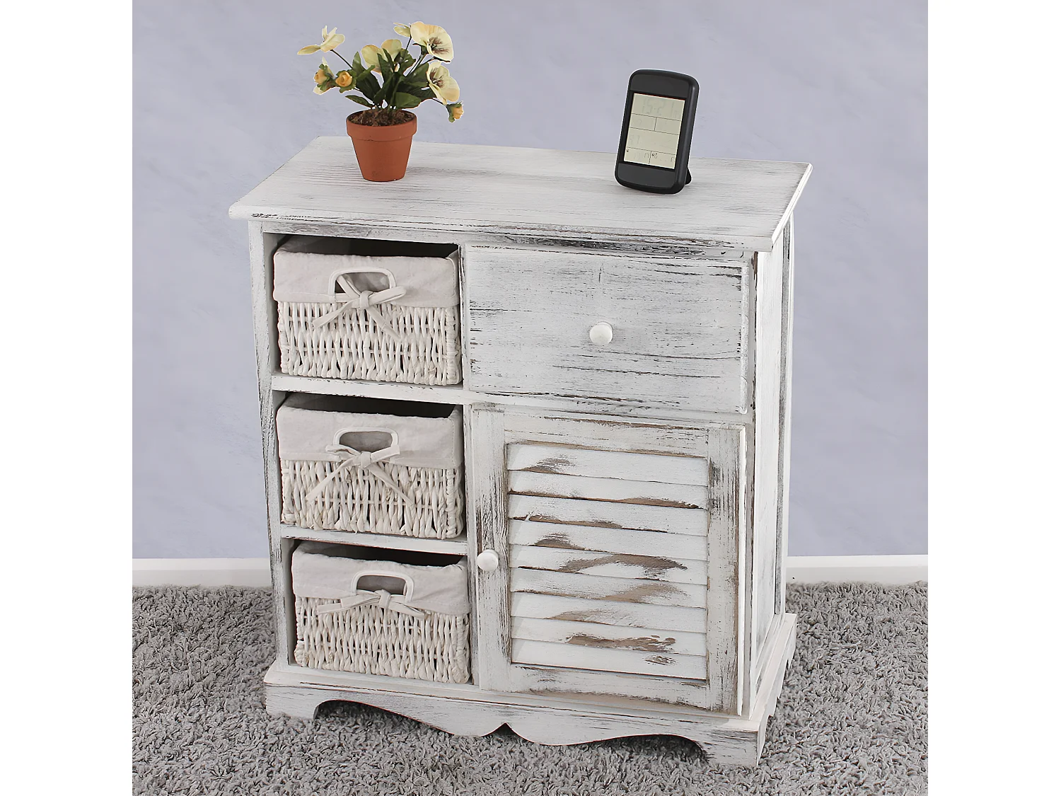 Commode Armoire avec 3 paniers,  blanc
