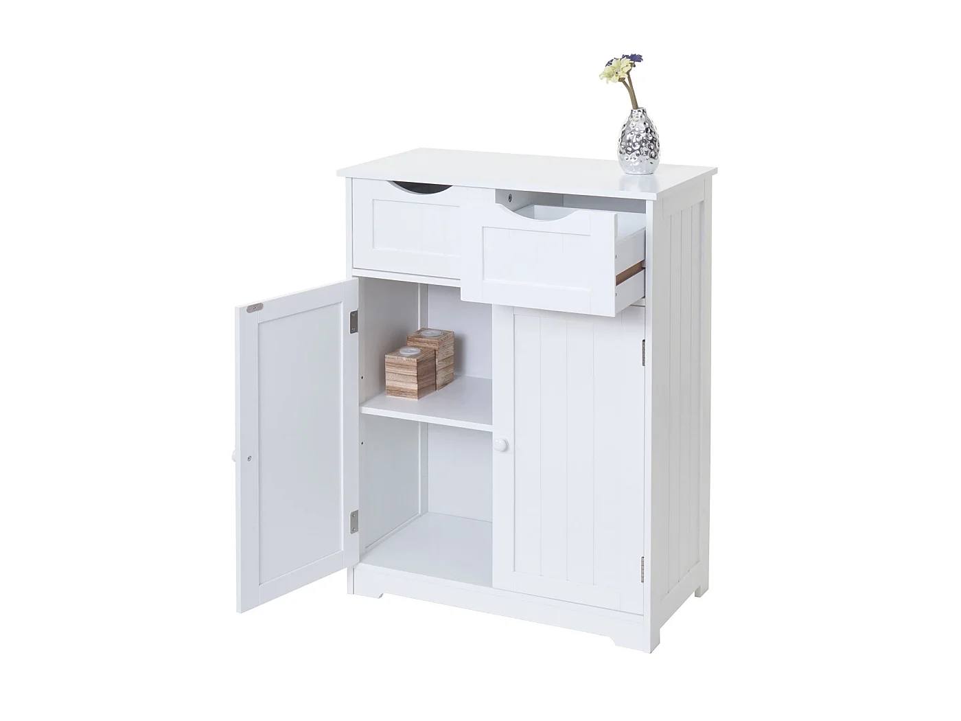 Commode MCW-B65 2 tiroirs 2 portes, Commode MCW-B65, 2 tiroirs, 2 portes, 82x60x30cm, blanc