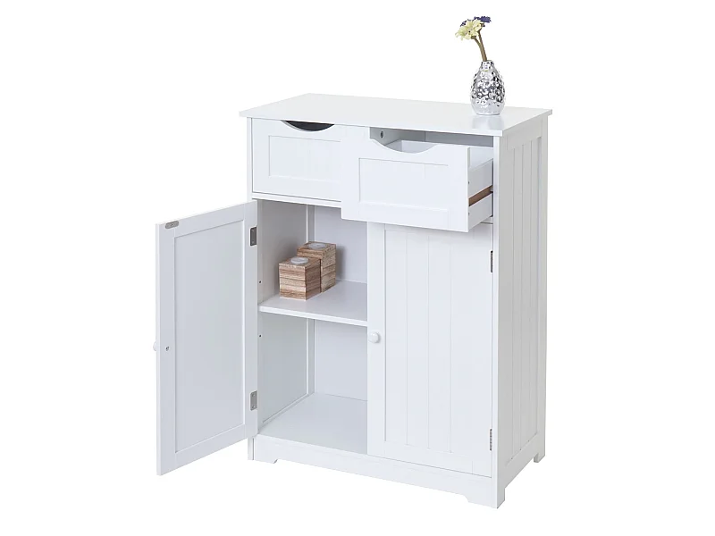 Commode MCW-B65 2 tiroirs 2 portes, Commode MCW-B65, 2 tiroirs, 2 portes, 82x60x30cm, blanc