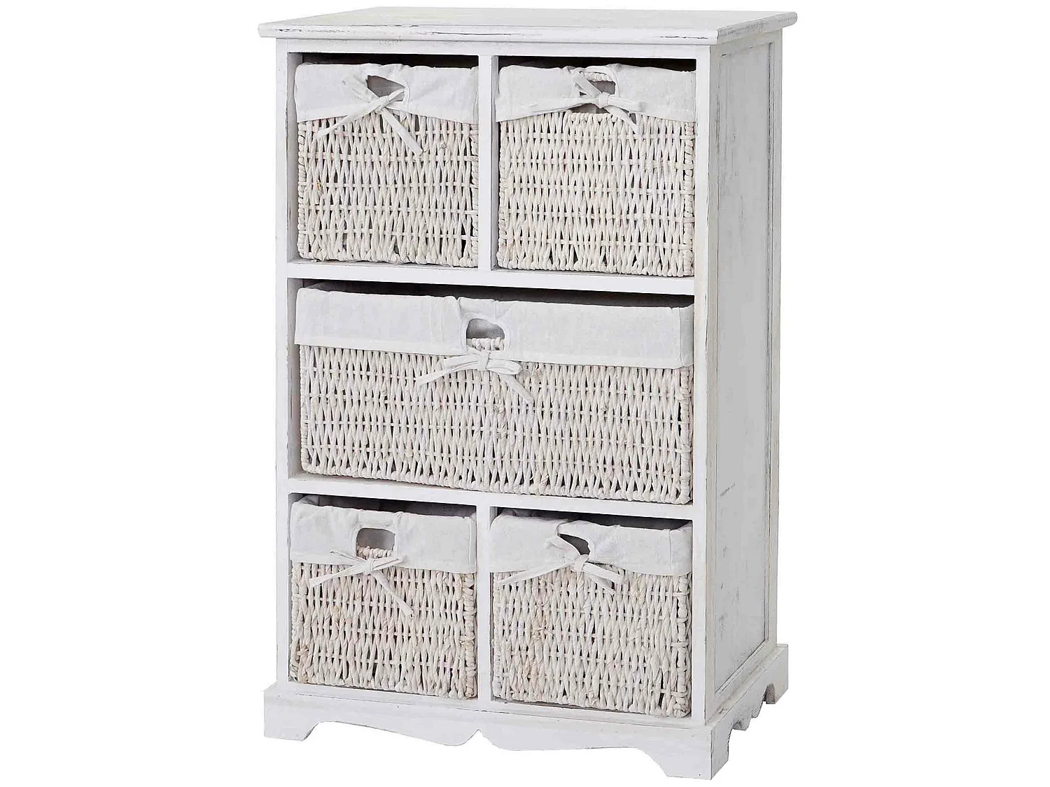 Cómoda Derby 5 cajones Aspecto shabby,  blanco