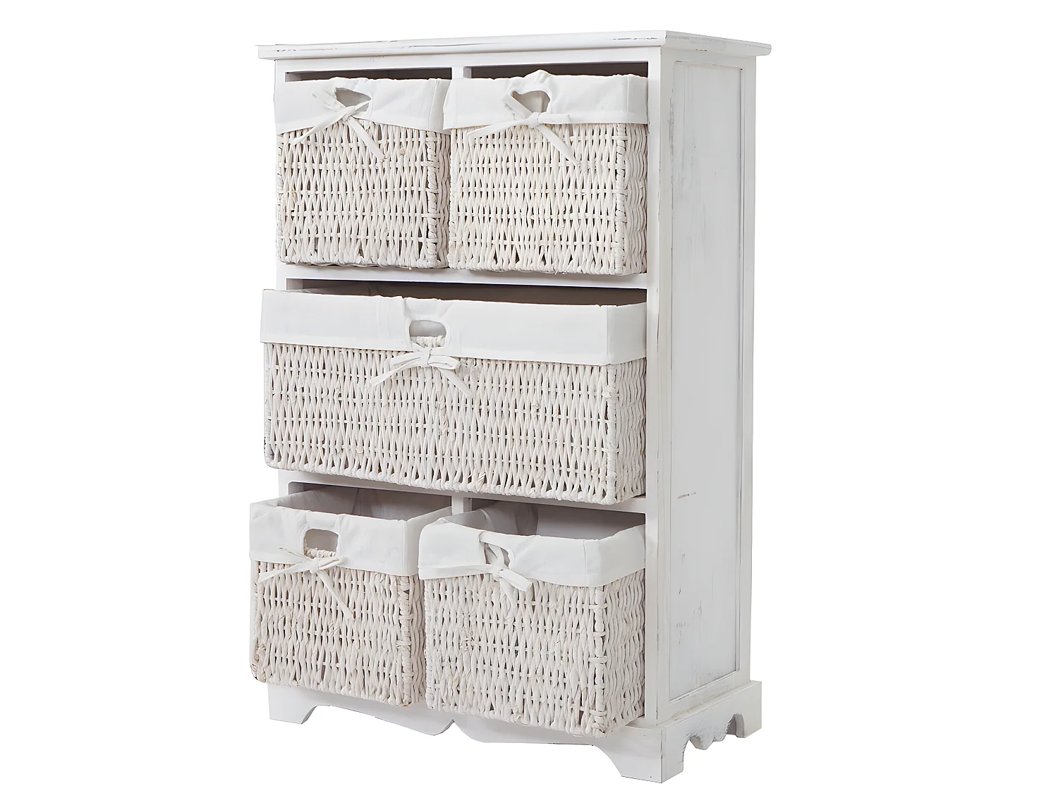 Cómoda Derby 5 cajones Aspecto shabby,  blanco