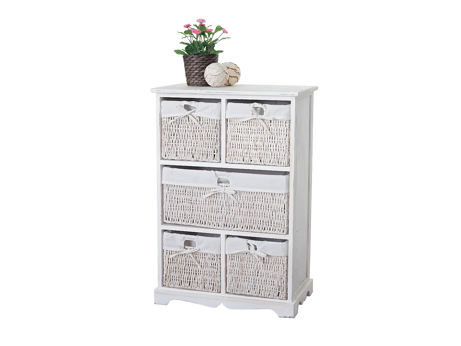 Commode Derby 5 tiroirs look shabby,  blanc
