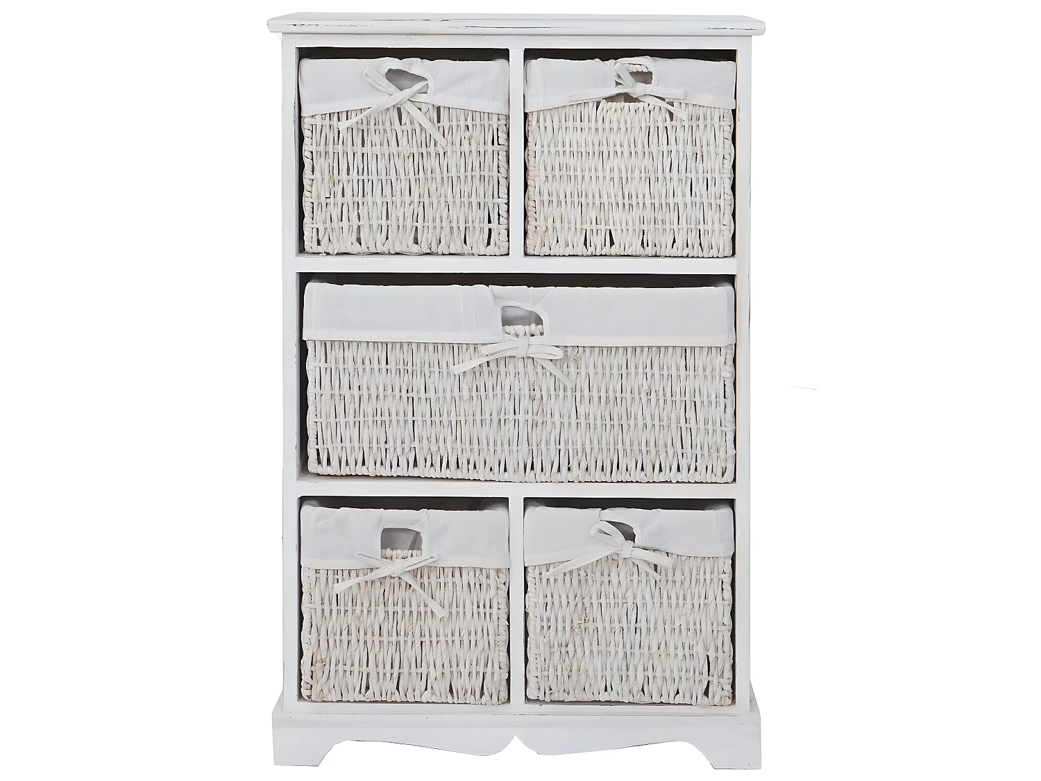 Commode Derby 5 lades shabby look,  wit