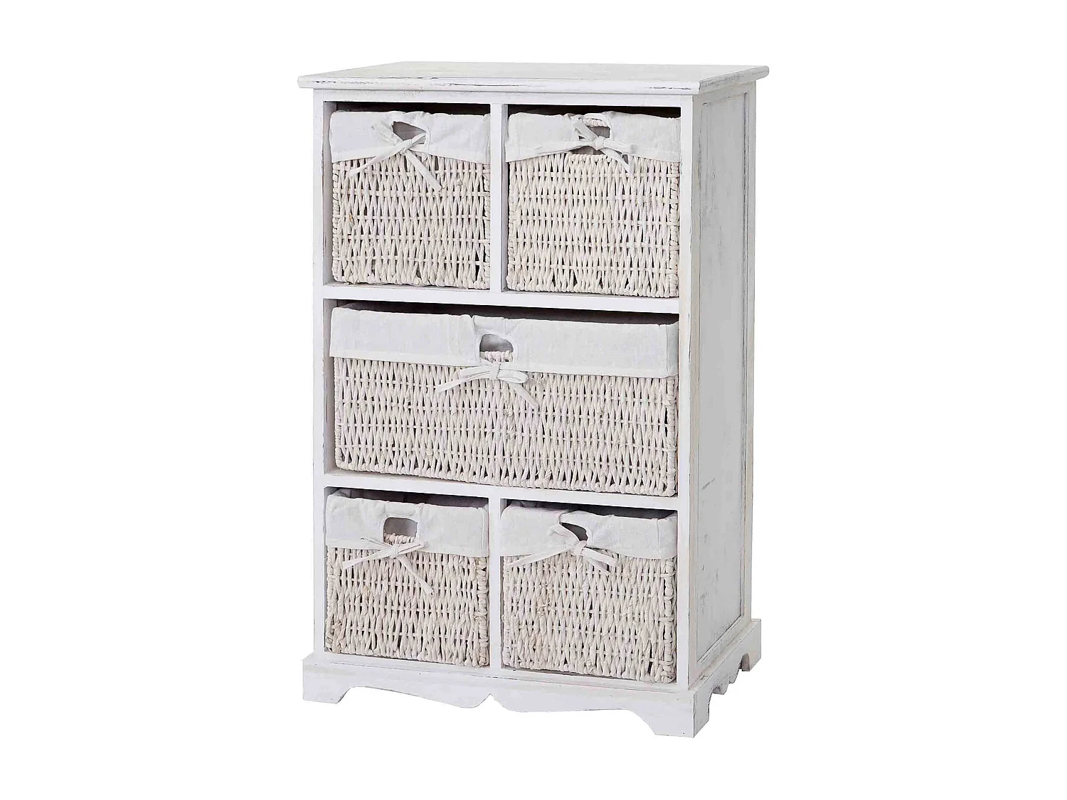 Kommode Derby 5 Schubladen Shabby-Look, Weiß