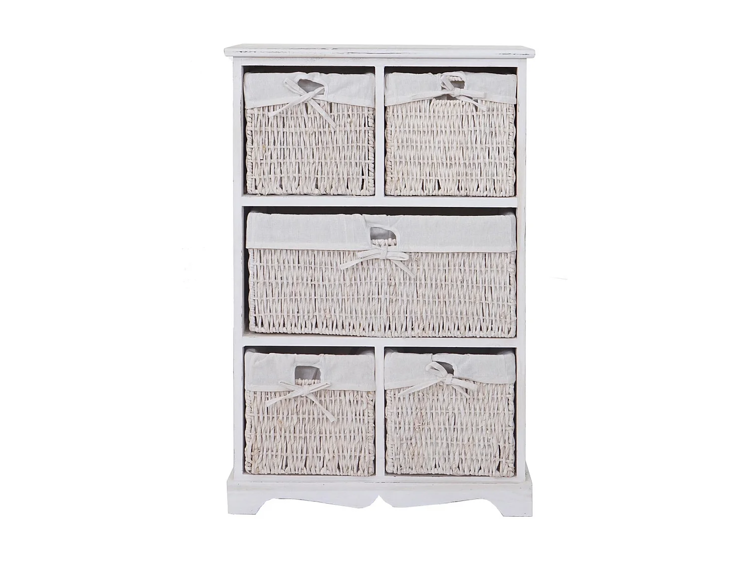 Cómoda Derby 5 cajones, estilo shabby chic,  blanco