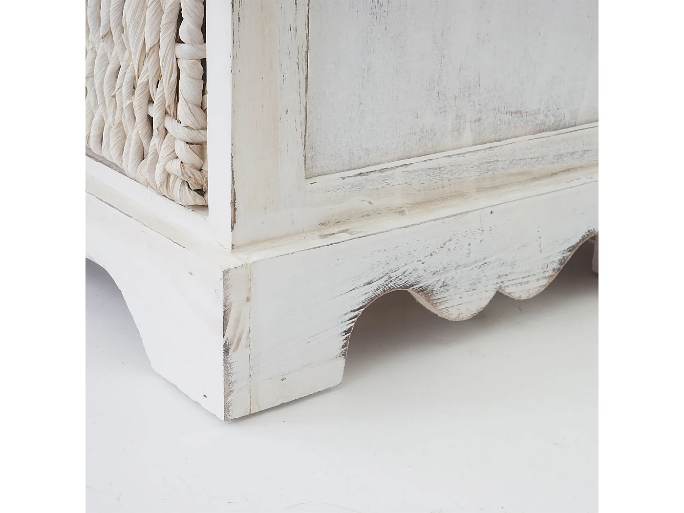 Cómoda Derby 5 cajones, estilo shabby chic,  blanco