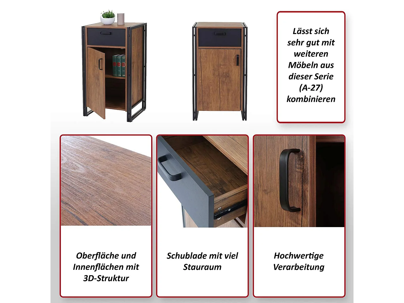 Kommode MCW-A27 1 Schublade 2 Türen