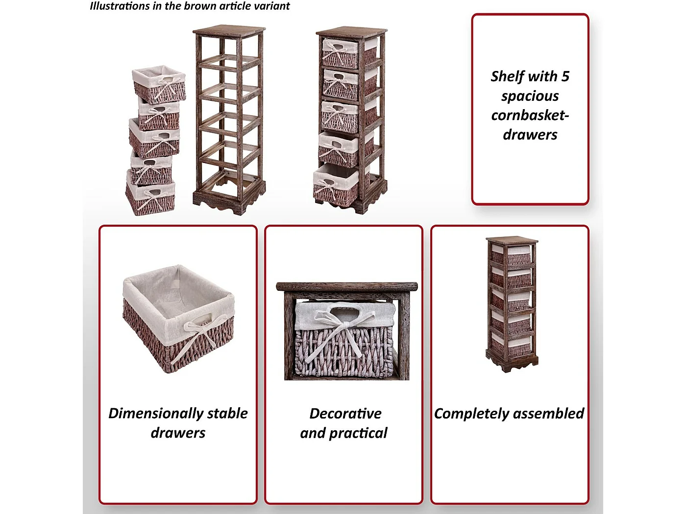 Rekkenkast met 5 mandlades,  wit