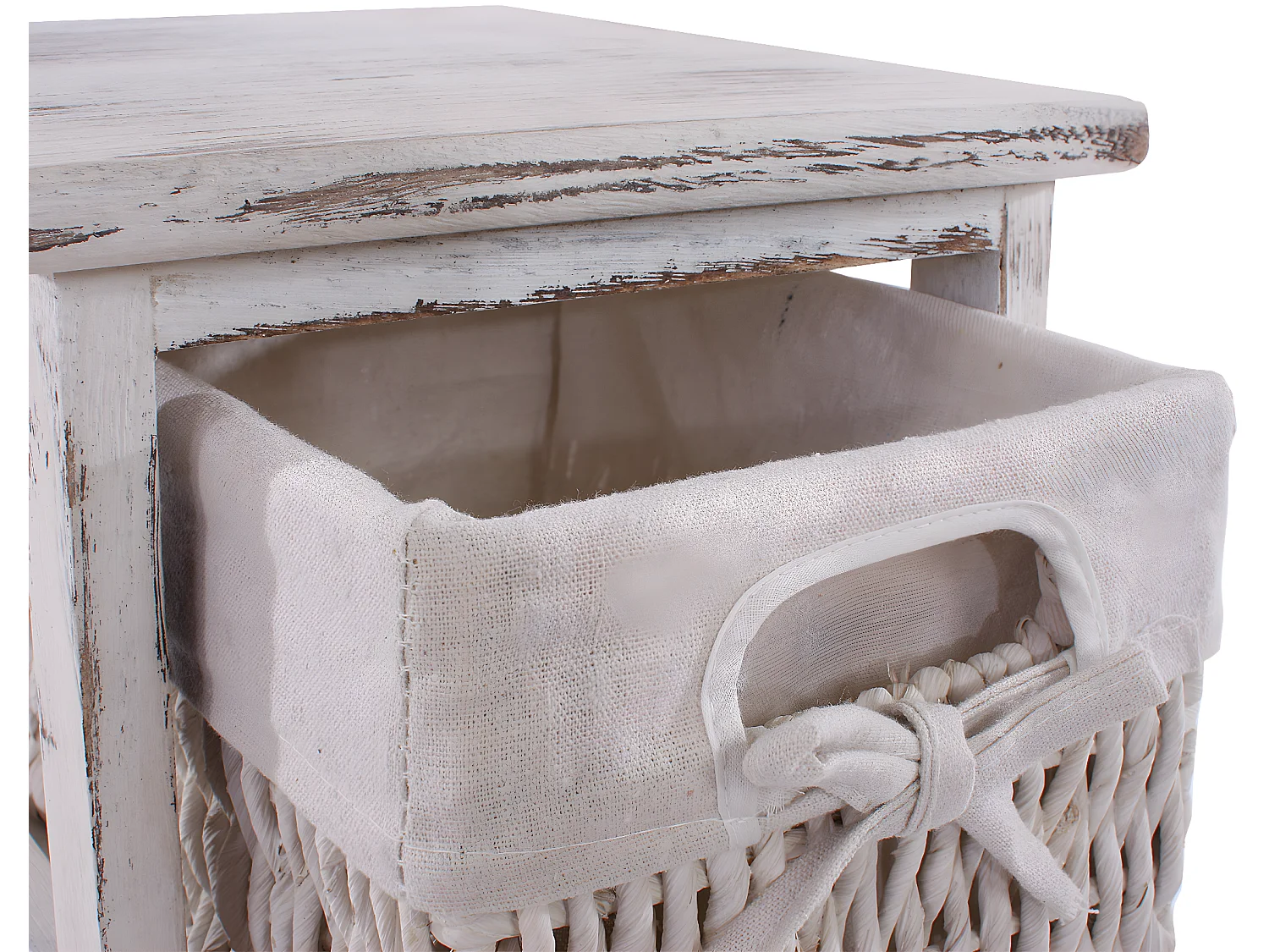 Étagère Commode avec 5 tiroirs en osier,  blanc