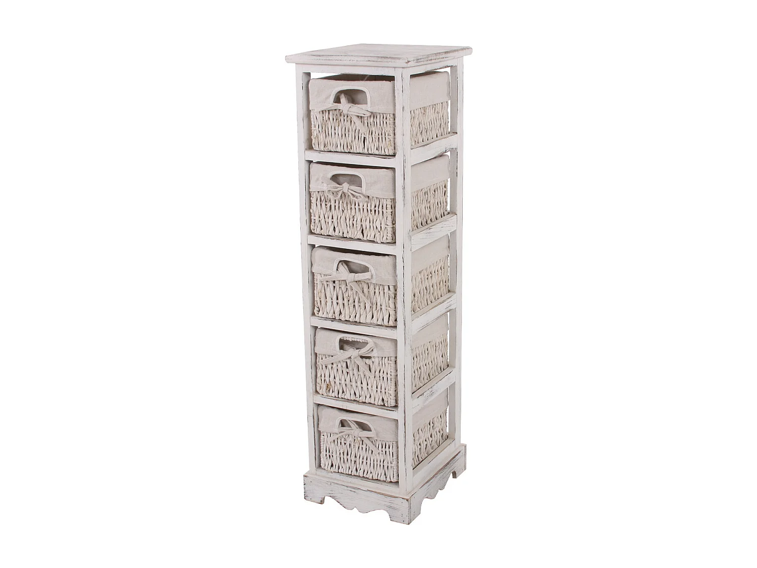 Komoda z 5 szufladami z koszykami,  biały