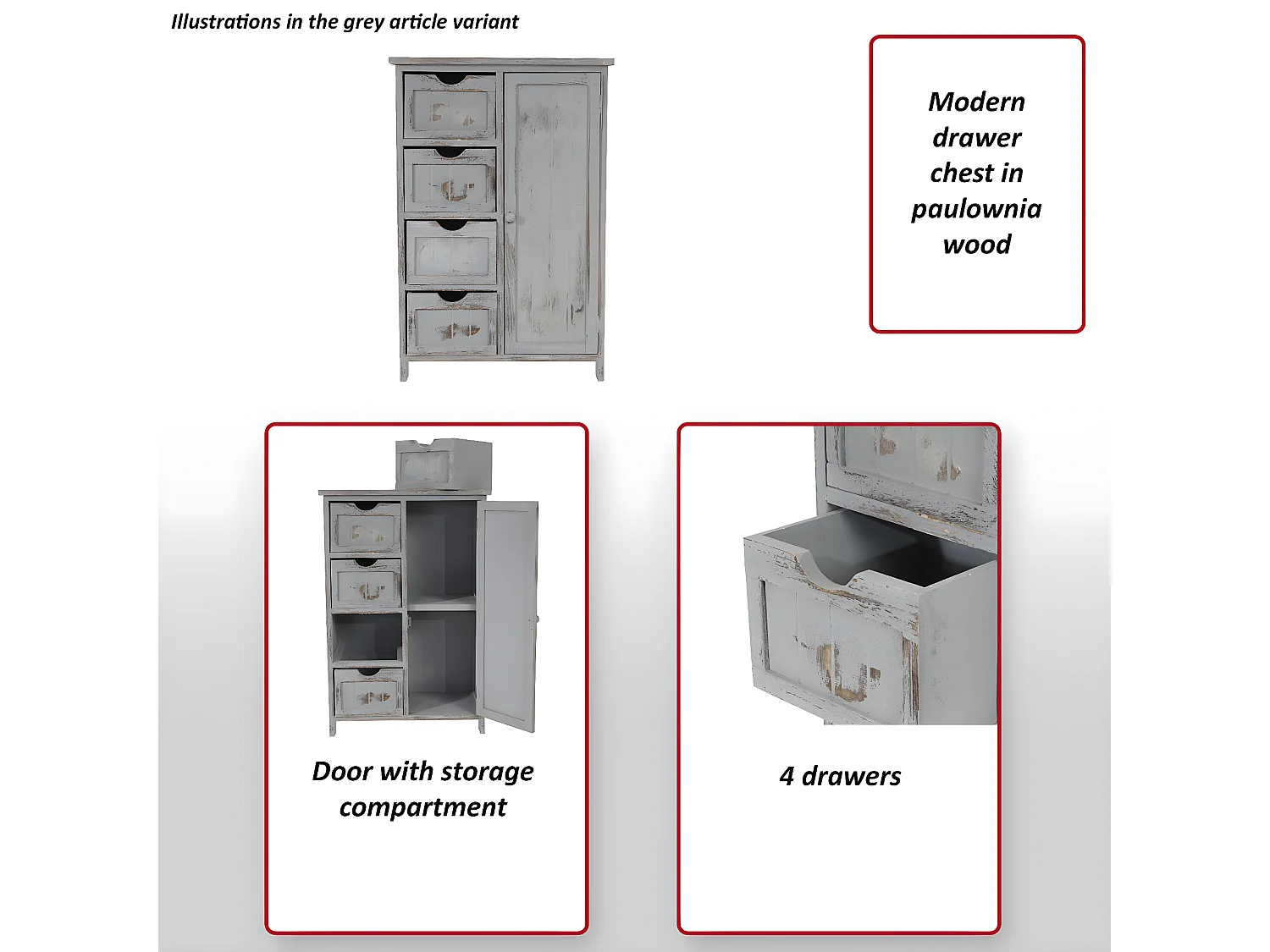 Commode MCW-D12,  gris