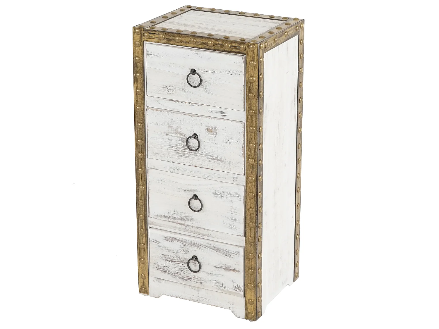 Commode Ambato 4 lades shabby look,  wit