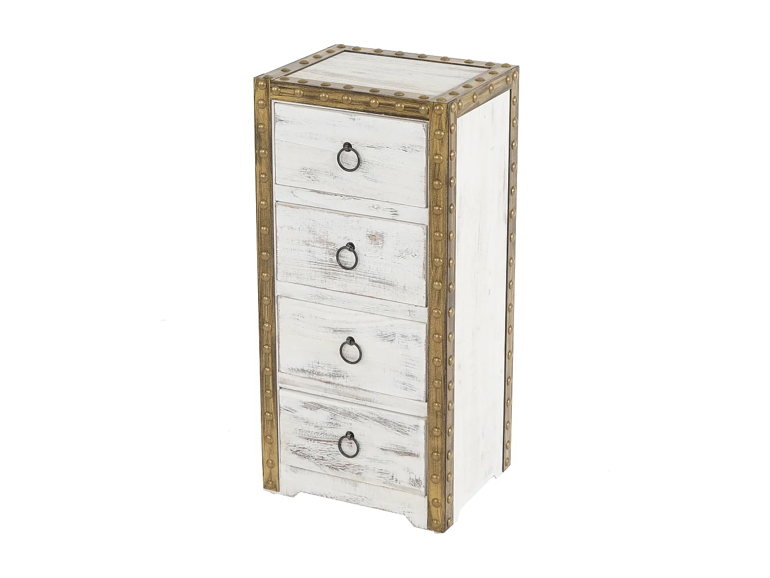 Ambato-kommode med 4 skuffer i shabby-look,  hvid
