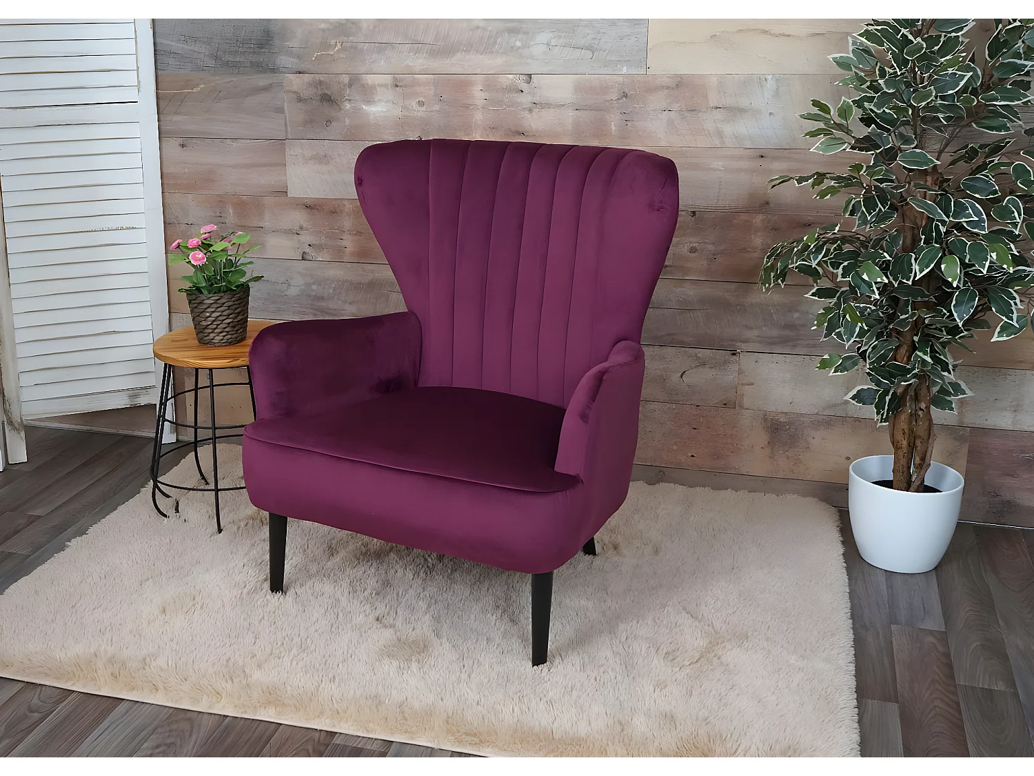 Fauteuil de salon MCW-K37,  bordeaux