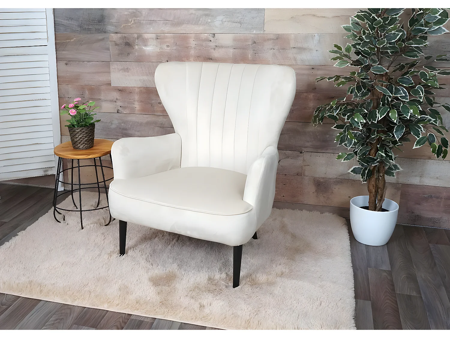 Fauteuil de salon MCW-K37,  crème - beige