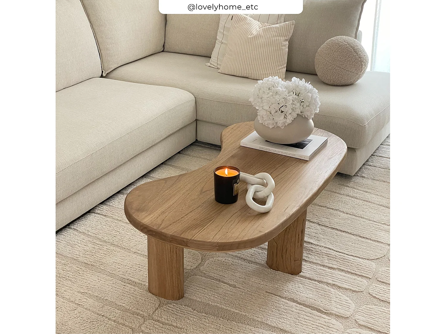 Table basse organique en bois massif de mindi - Brandan