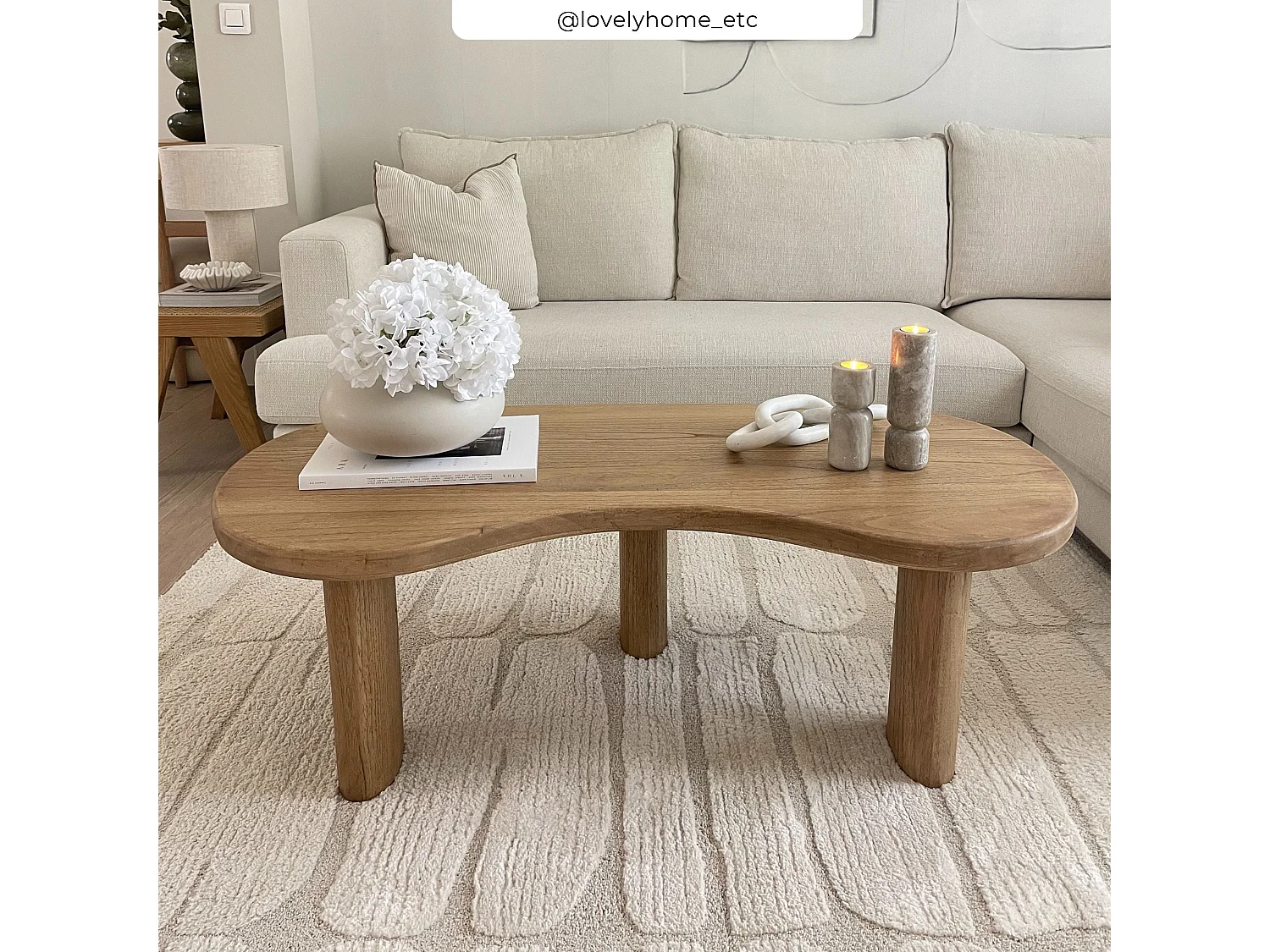 Table basse organique en bois massif de mindi - Brandan