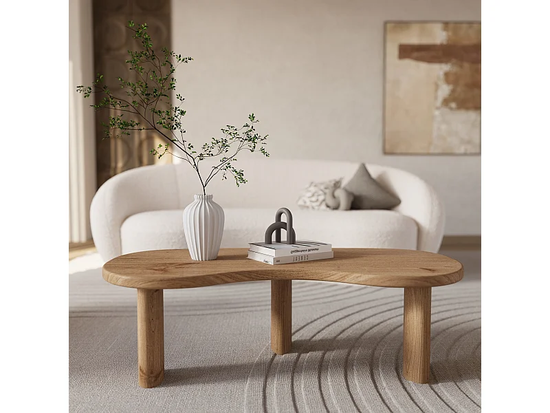 Mesa de centro orgánica de madera maciza de mindi - Brandan