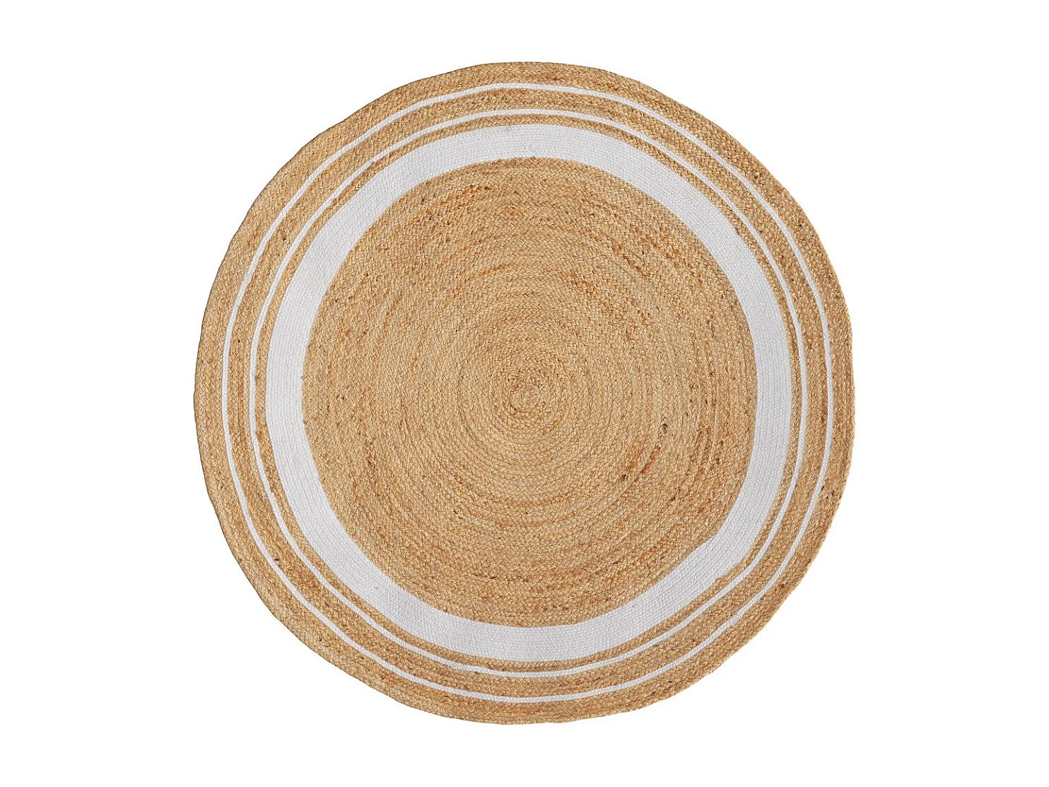 Tappeto rotondo in iuta e naturale con bordo bianco D150 cm - Anaïs