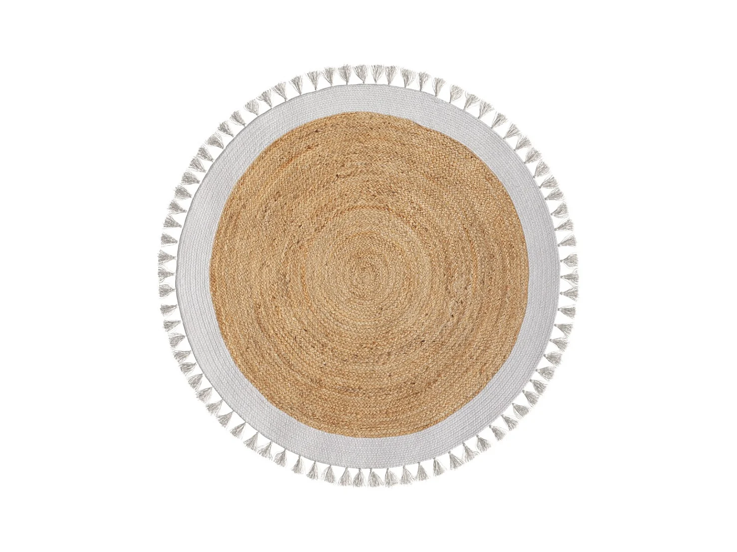 Tapis rond en jute naturel et blanc D120 cm - Anais