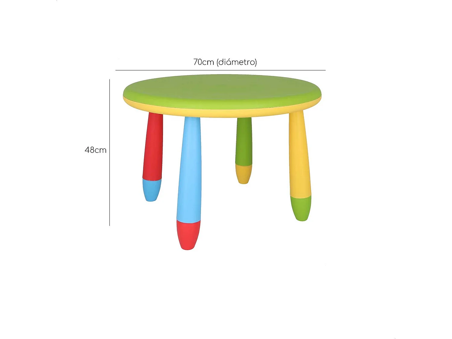 Table enfant ronde verte, en plastique, Ø70 x H.48cm