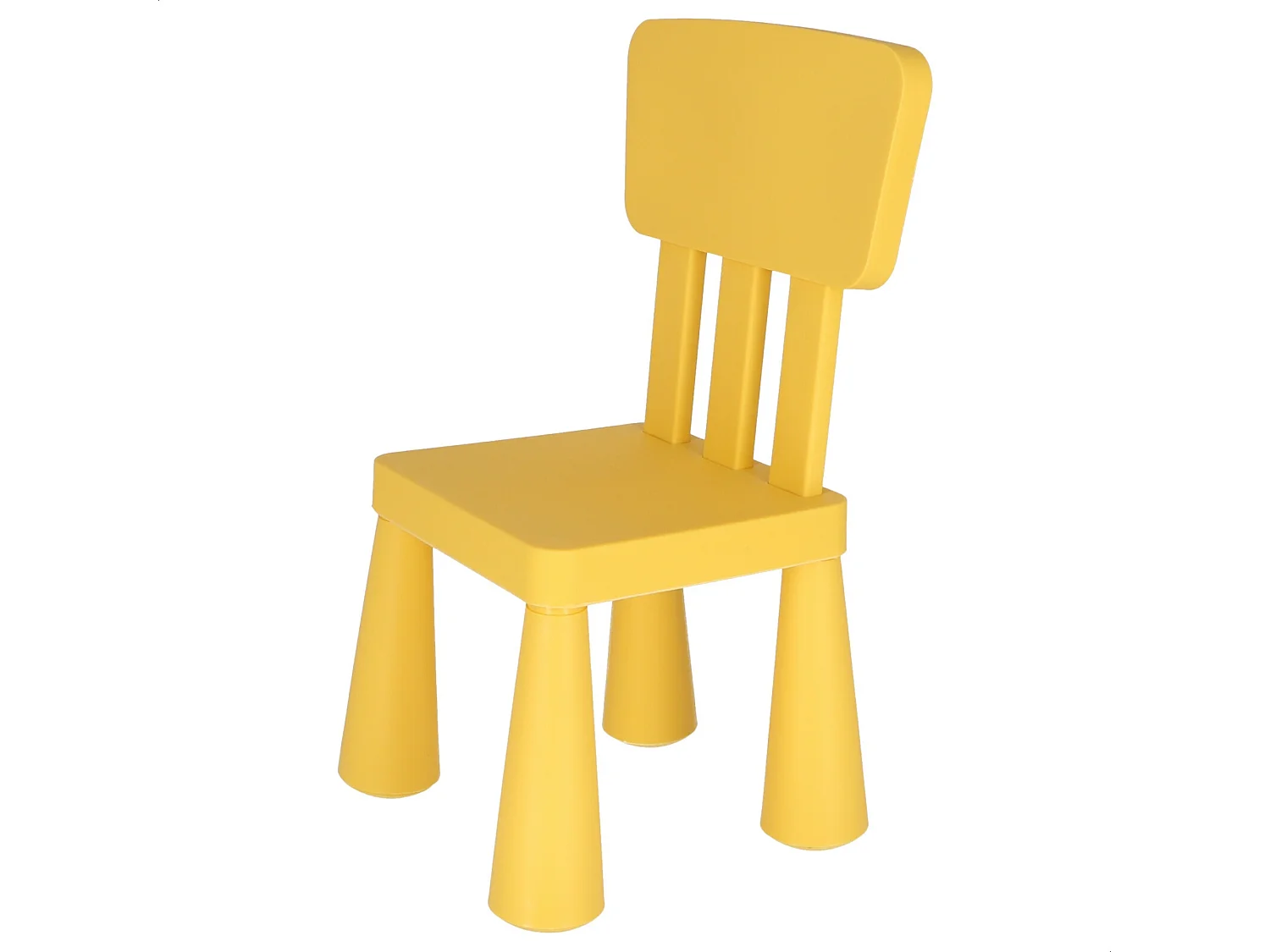 Chaise d'enfant jaune en plastique solide et résistant, L:38 cm x F:35 cm x H:67 cm