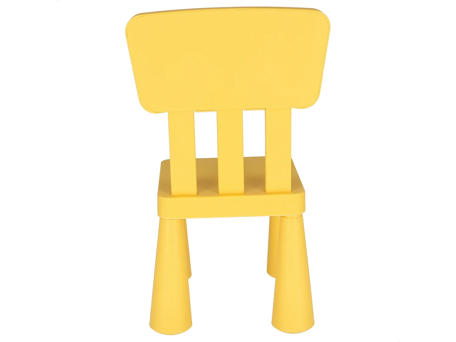 Chaise d'enfant jaune en plastique solide et résistant, L:38 cm x F:35 cm x H:67 cm