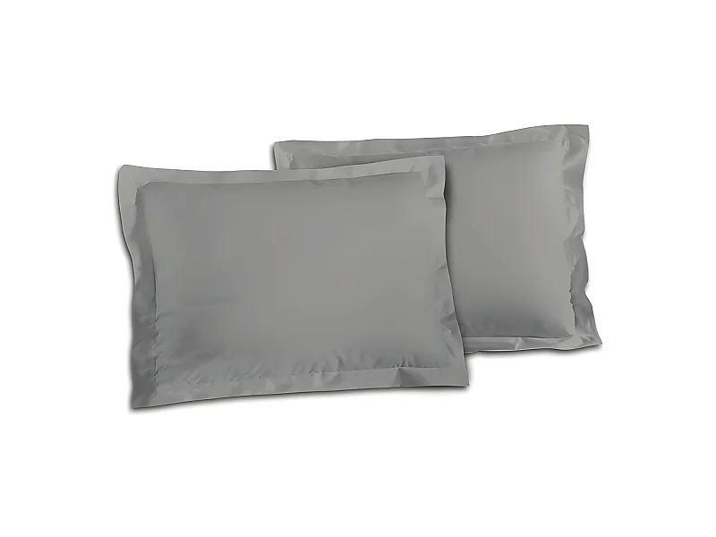 2 Taies d'oreillers gris clair 100% coton 50 x 70 cm