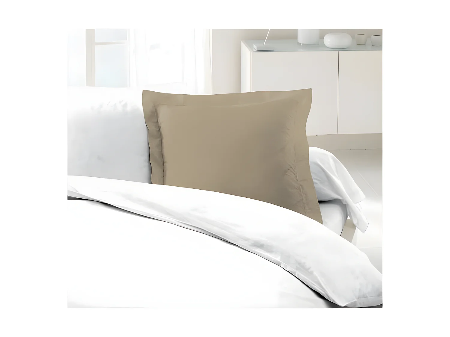 Set aus 2 Kissenbezügen 100% Baumwolle Beige 63x63 cm