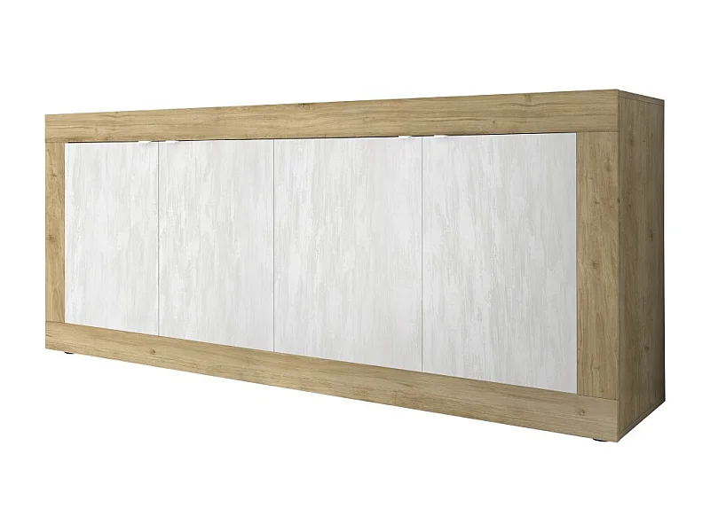 Buffet 4 portes collection ACCESS. Coloris blanc et chêne clair