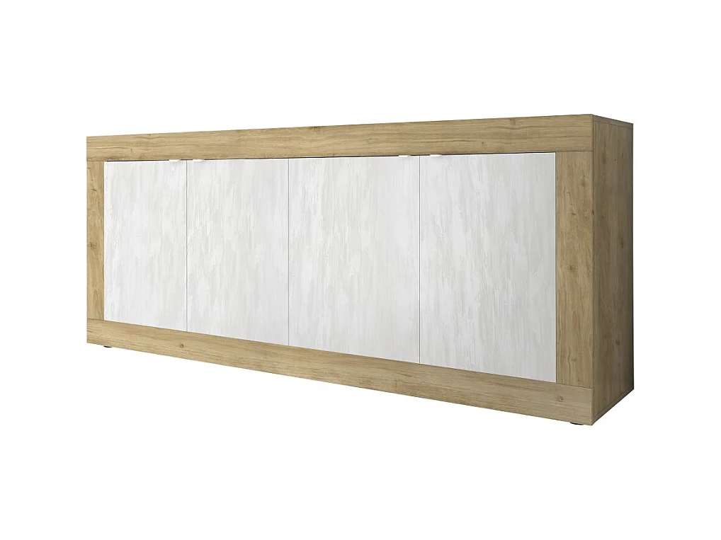 Buffet 4 portes collection ACCESS. Coloris blanc et chêne clair