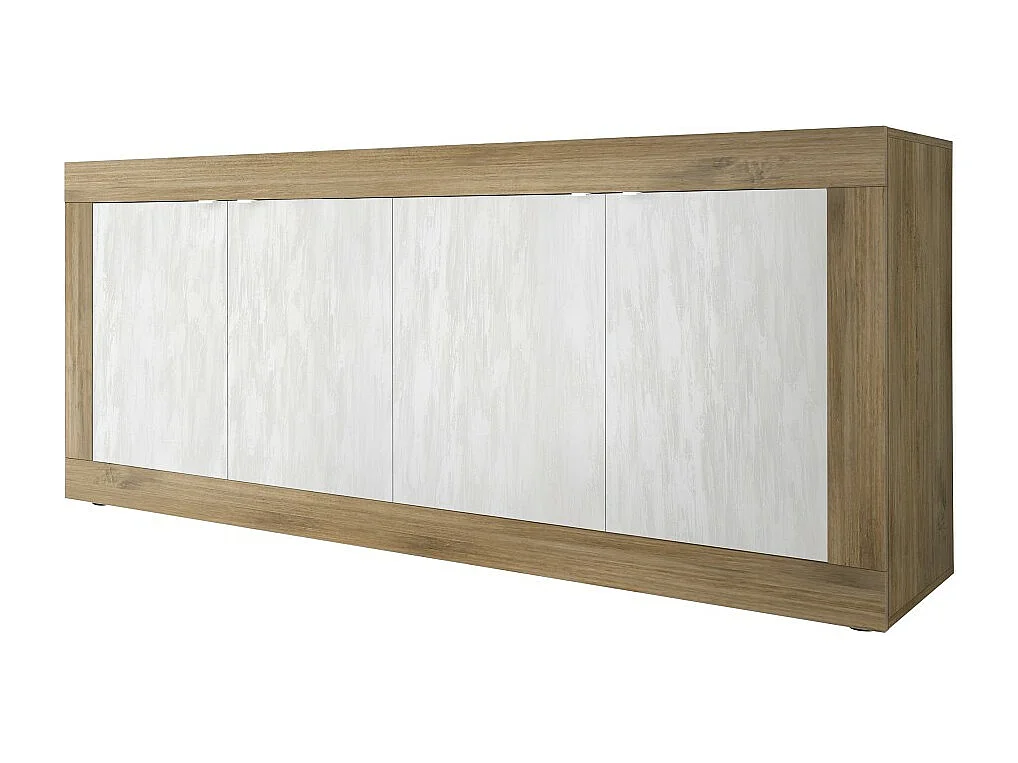 Buffet 4 portes collection ACCESS. Coloris blanc et chêne foncé