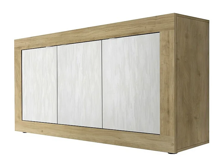 Buffet a 3 ante collezione ACCESS. Colori bianco e rovere chiaro