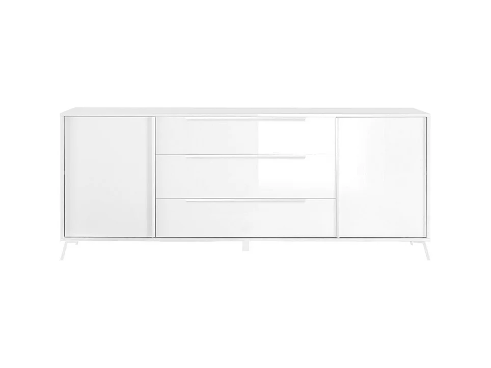 Buffet met 2 deuren en 3 laden uit de SKY-collectie. Hoogglans wit gelakt.