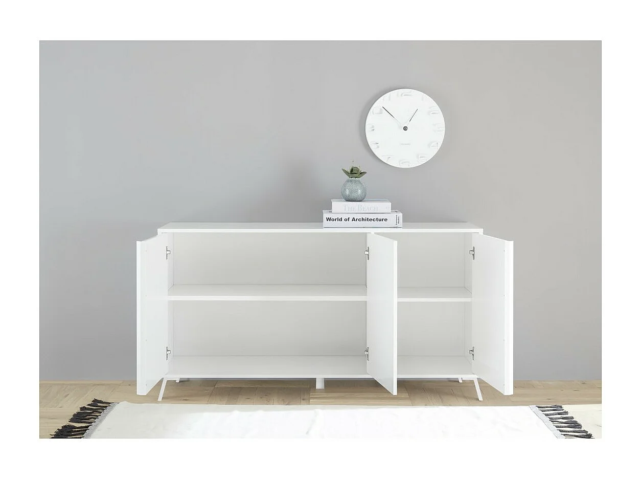 Buffet de 3 puertas colección SKY. Color blanco lacado brillante.