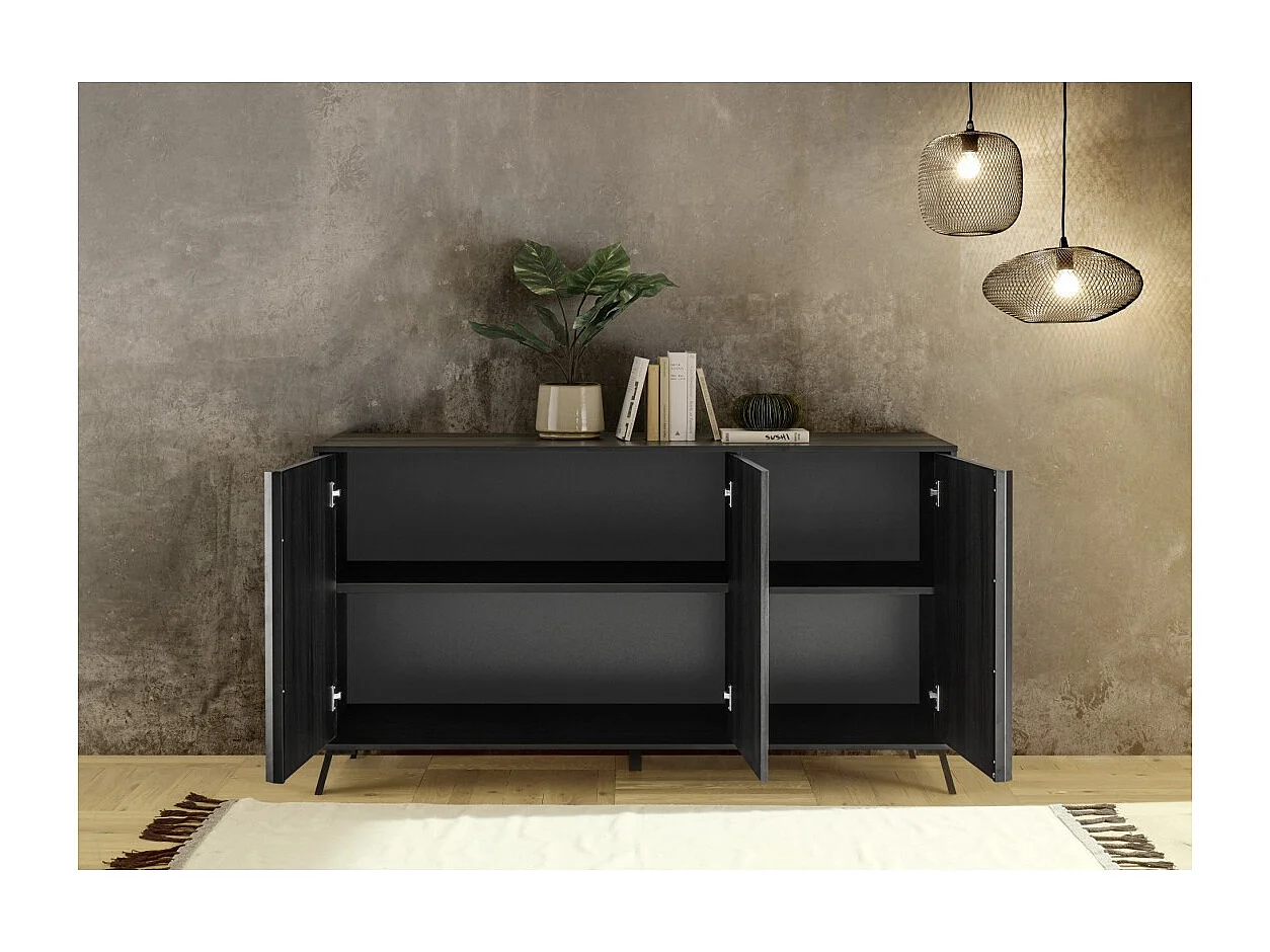 Buffet 3 puertas colección SKY. Color Roble Negro.