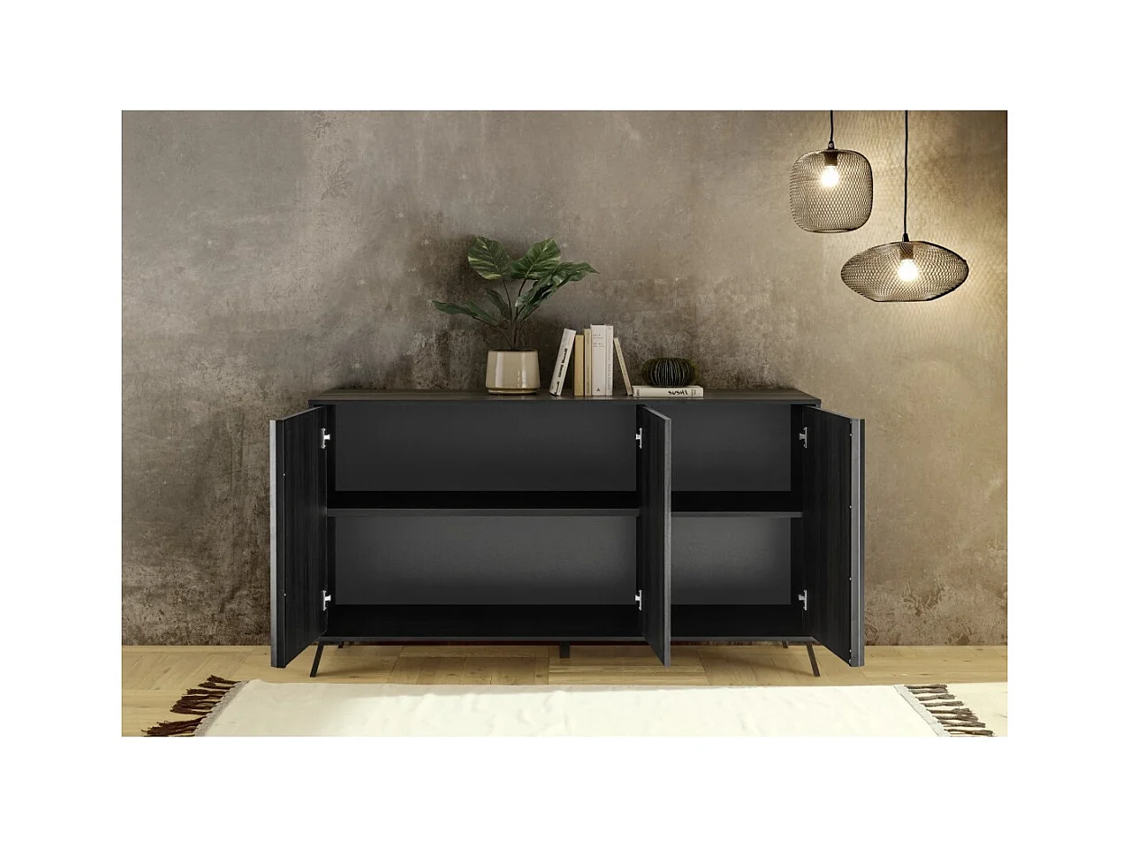 Buffet 3 portes collection SKY. Coloris Chêne Noir