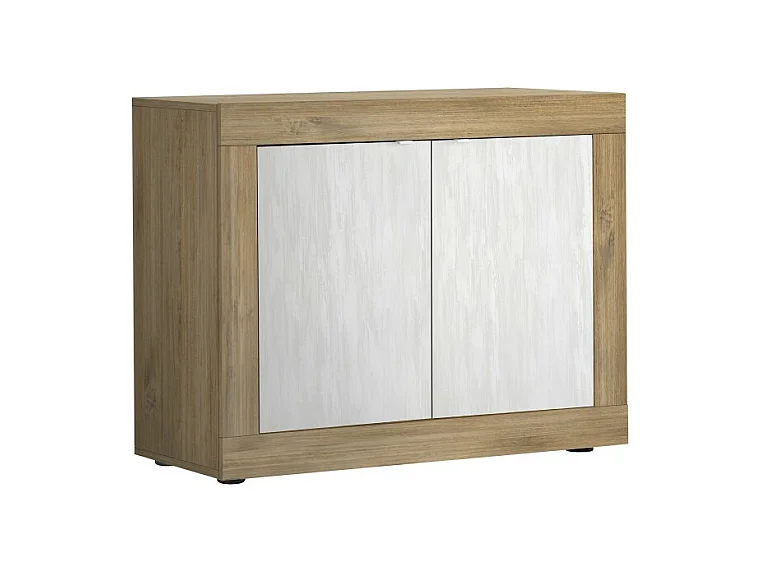 Buffet 2 portes collection ACCESS. Coloris blanc et chêne foncé