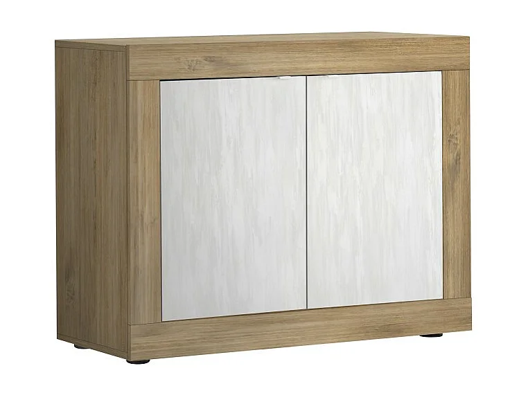 Buffet 2 portes collection ACCESS. Coloris blanc et chêne foncé