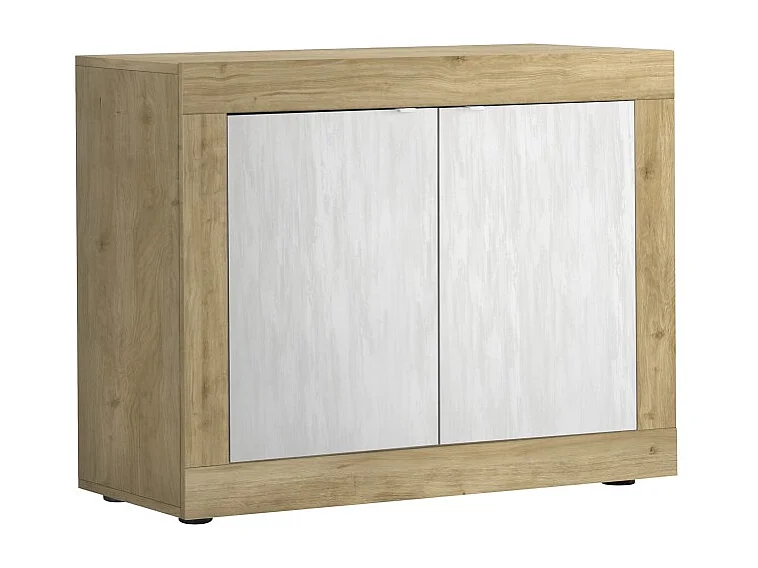 Buffet 2 portes collection ACCESS. Coloris blanc et chêne clair