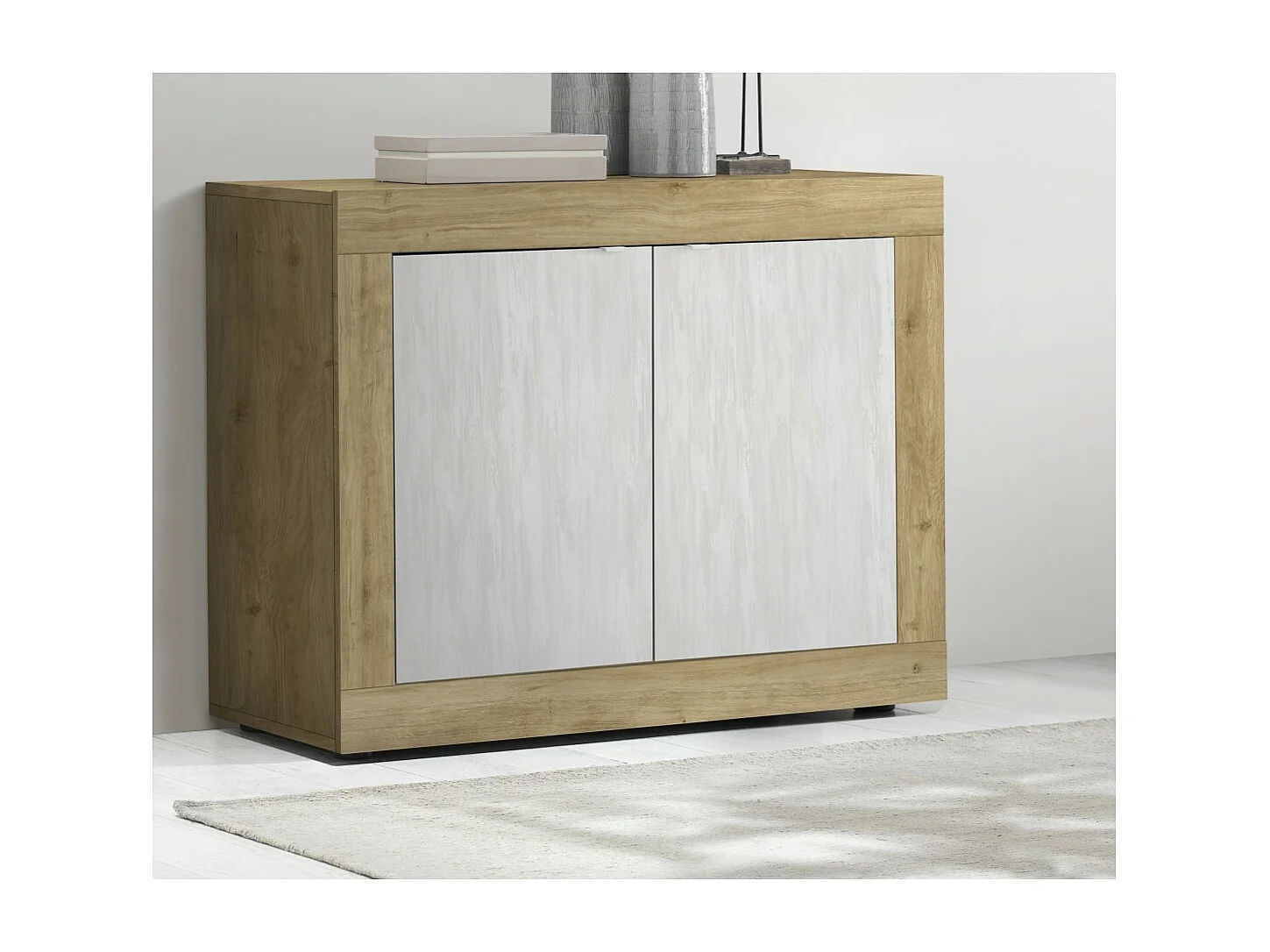 Buffet 2 portes collection ACCESS. Coloris blanc et chêne clair