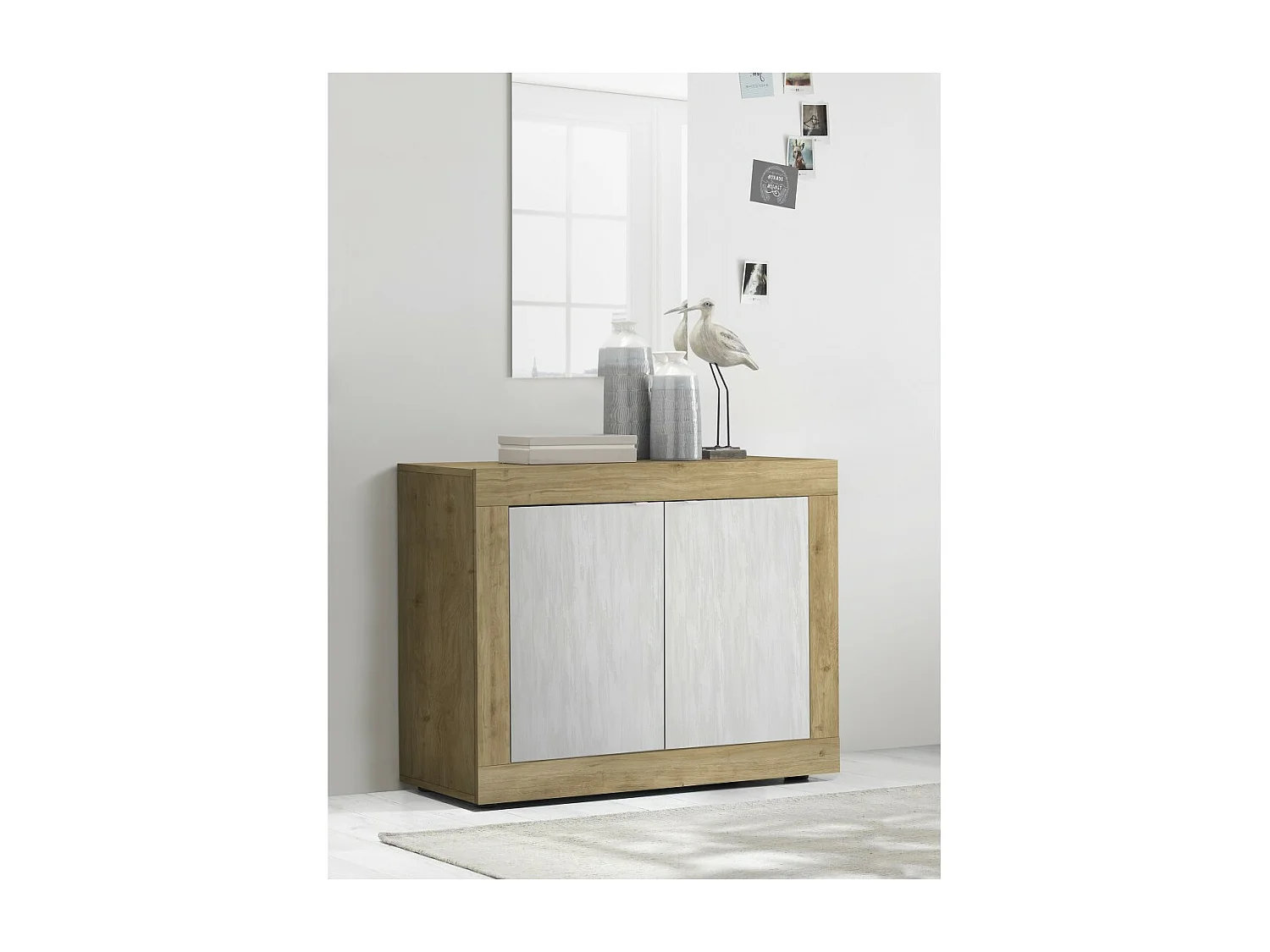 Buffet 2 portes collection ACCESS. Coloris blanc et chêne clair