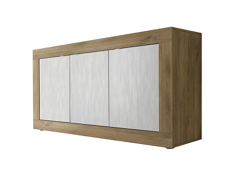Buffet met 3 deuren, collectie ACCESS. Kleuren wit en donker eiken.