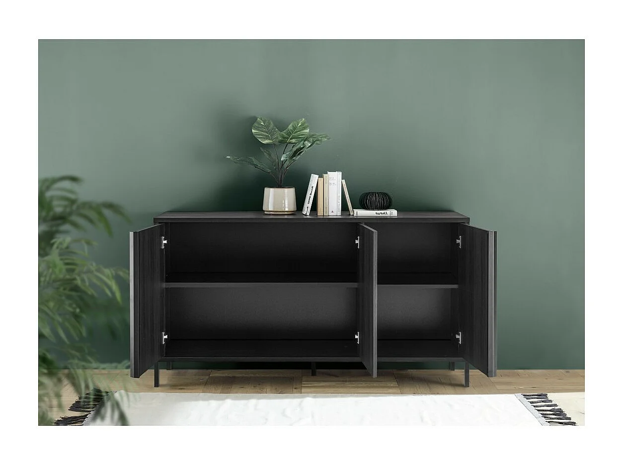 Buffet 3 portes collection IRON. Coloris chêne noir