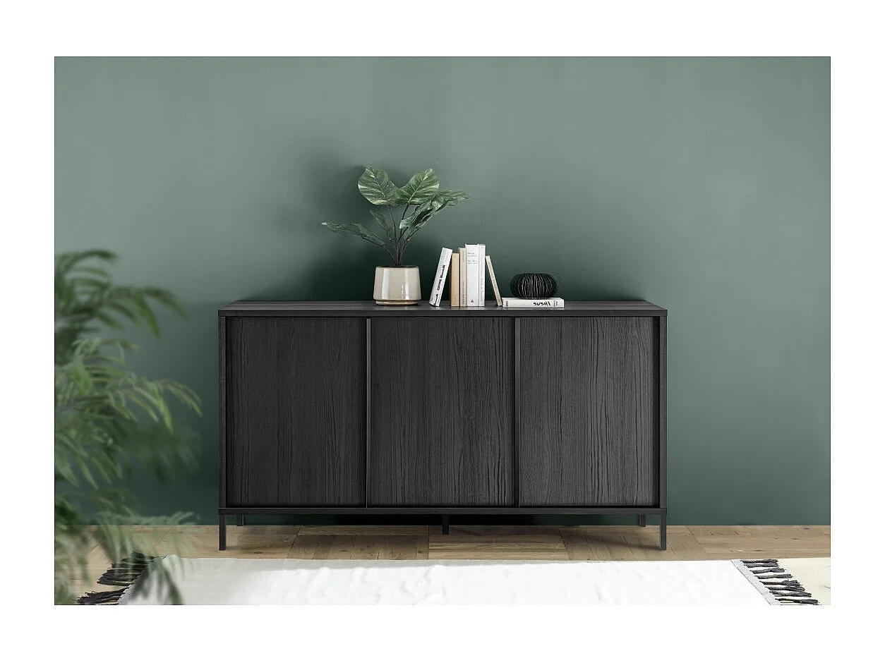 Buffet 3 portes collection IRON. Coloris chêne noir