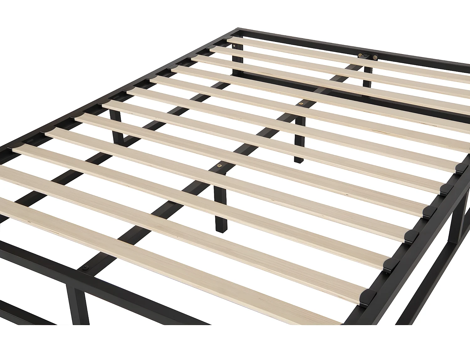 Zwarte metalen bedframe 160 x 200 cm met 12 latten voor evenwichtige ondersteuning