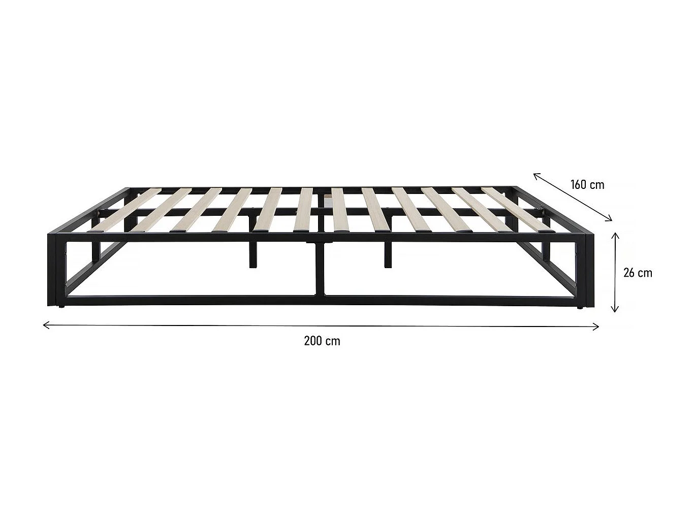 Tweepersoonsbed bedframe bed metaal 160 x 200 cm - Zwart