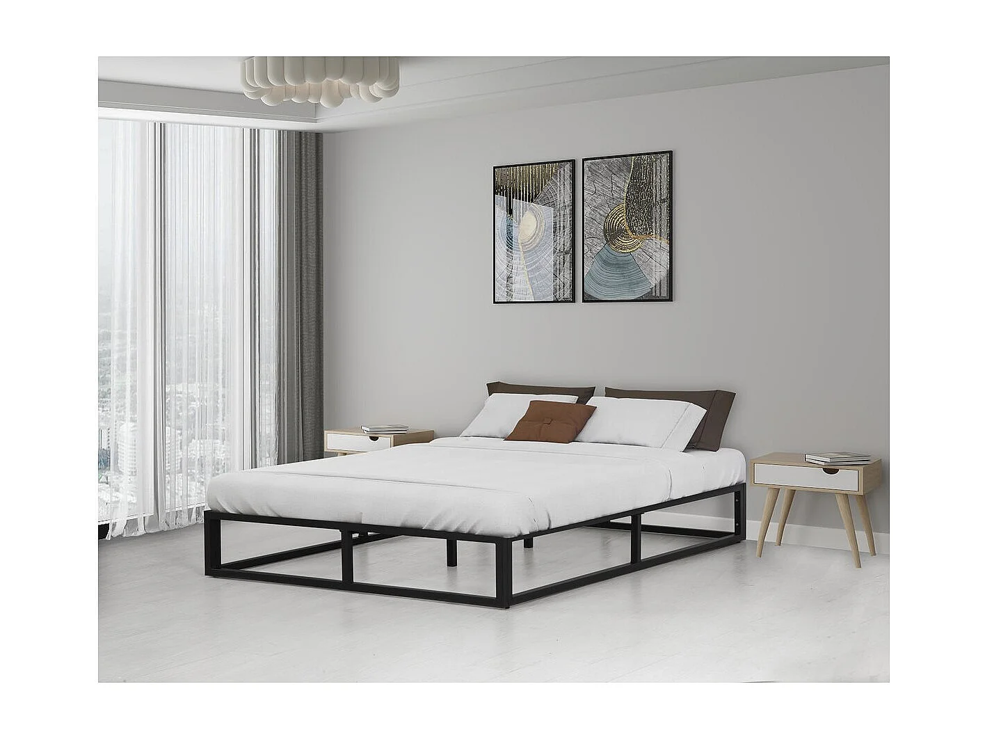 Bettgestell aus Metall 160 x 200 cm  - Schwarz